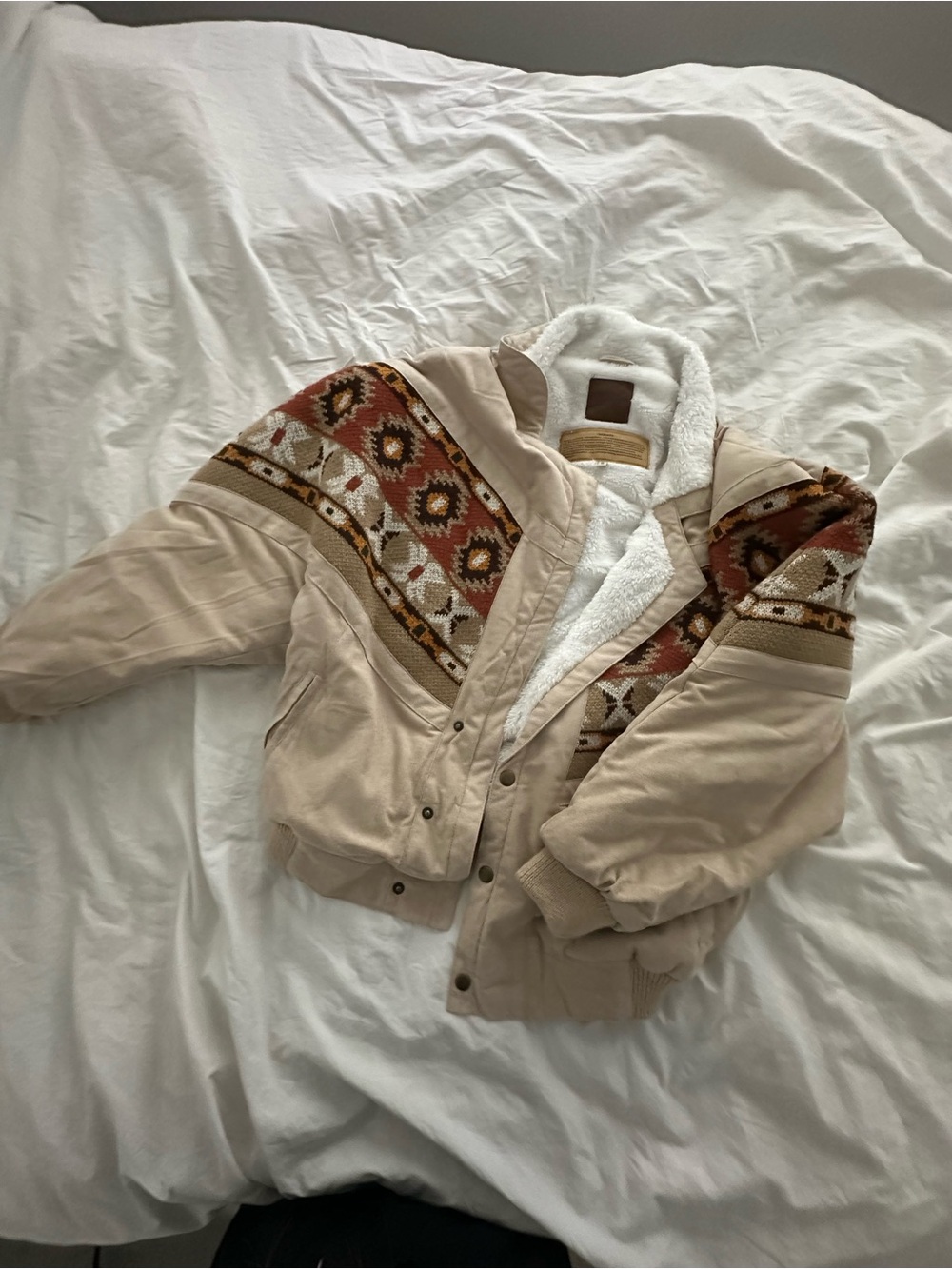 OTTWAY cream Jacket with Patterned Shoulder Panels